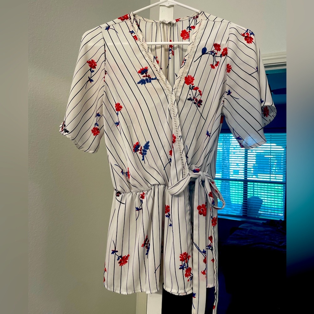 White wrap blouse